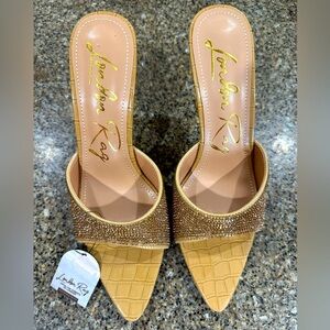 London Rag Sundai Diamante Ballroom Slide Heel Sandal - Size 9